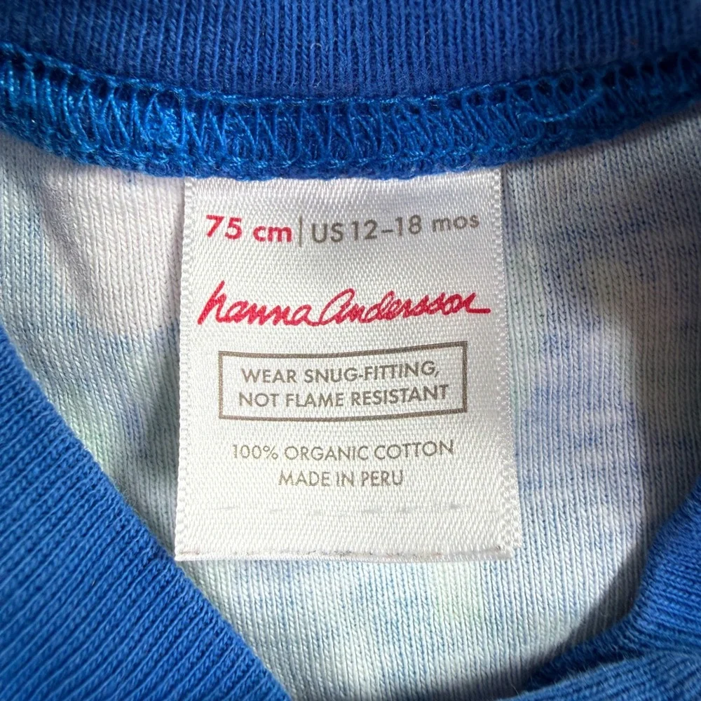 Hanna Andersson Blue Pink Tulip Organic Cotton Zip Sleeper Pajamas 12-18 Months